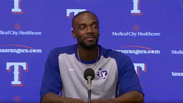 Taylor Hearn during a postgame press conference.